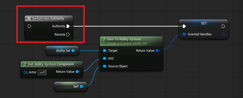 Give To Ability System on the server; store the returned handles for later revocation.