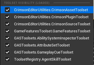 The Toolset Visibility section; unticking a toolset hides it from agents right away.