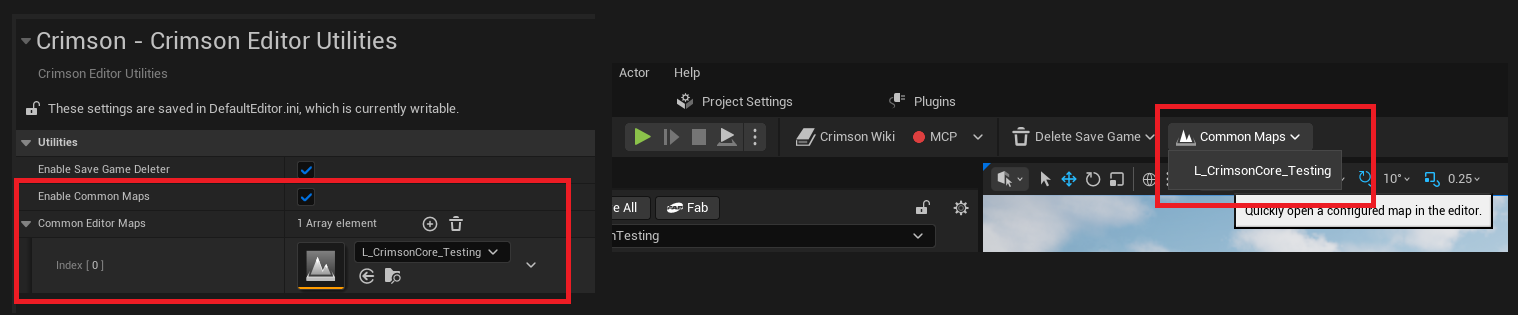 Common Editor Maps in settings → the Common Maps toolbar dropdown.