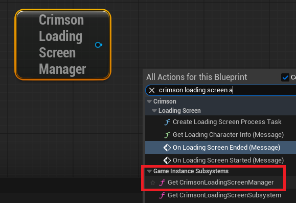 The manager getter node, under Game Instance Subsystems.