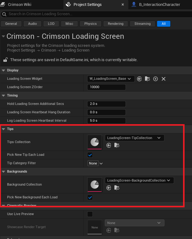 Collections assigned, with the pick-new-each-load toggles.